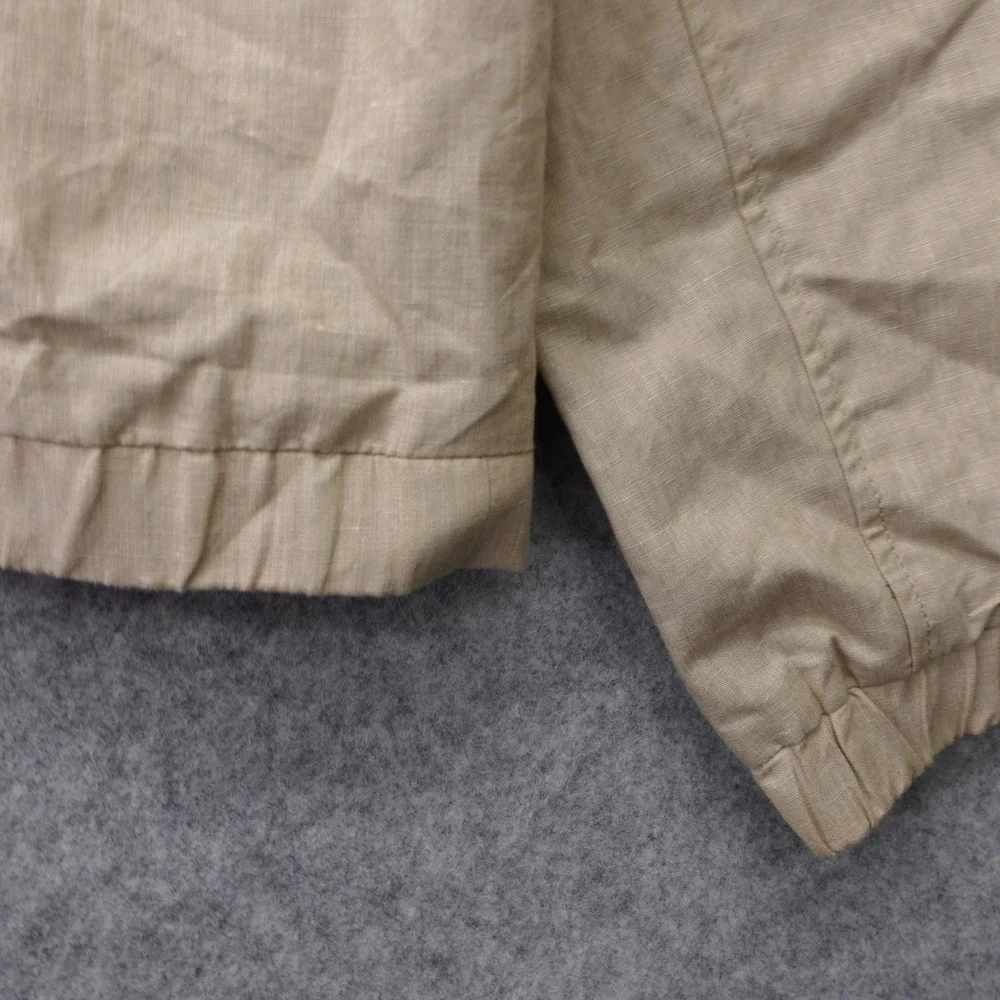 BANANA REPUBLIC Mens Harrington Jacket M Beige Linen Full Zip Utility Bomber